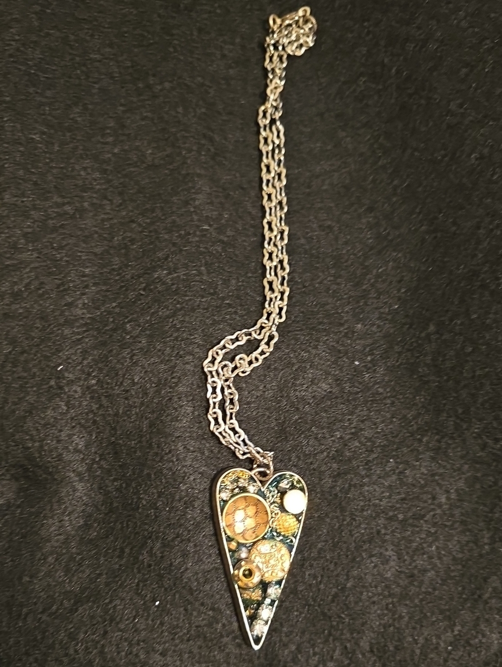 Handmade Heart Pendant Necklace in Gold and Turquoise – Women’s Jewelry